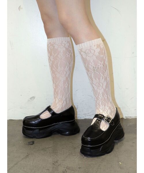 jouetie(ジュエティ)の「レースソックス(ソックス/靴下・レディース・ブラック/オフホワイト・FREE)」の6枚目の写真