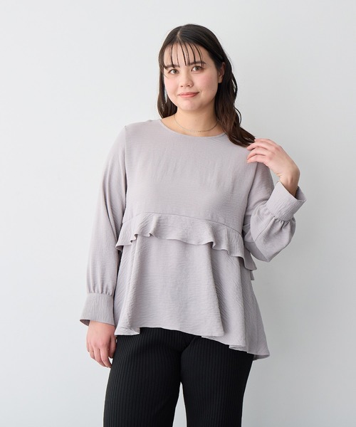 新品未使用　Auie Ｆ　ティアードフリルブラウス anyfee（エニフィー）の「【anyfee/プラスサイズ】前後2way