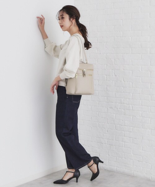 index（インデックス）の「◆フロントジップリュック（バックパック/リュック・レディース・ブラック/ベージュ・00）」の7枚目の写真