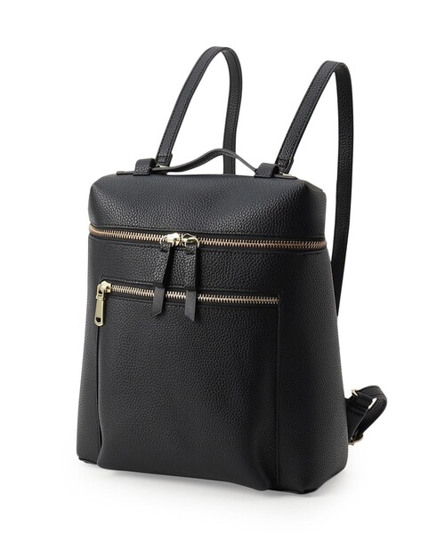 index（インデックス）の「◆フロントジップリュック（バックパック/リュック・レディース・ブラック/ベージュ・00）」の8枚目の写真