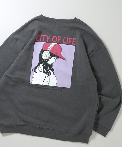 Ritzy（リッツィー）の「back print illustration sweat shirt/バックプリント イラスト スウェットシャツ レディース メンズ（スウェット・メンズ・グレー系その他/ブラック系その他/ホワイト系その他/ホワイト/ブラック/チャコールグレー・M/L/XL）」の6枚目の写真