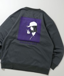 back print illustration sweat shirt/バックプリント イラスト スウェットシャツ レディース メンズ