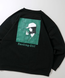 back print illustration sweat shirt/バックプリント イラスト スウェットシャツ レディース メンズ