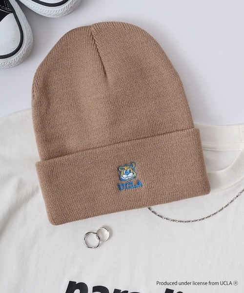 UCLA(ユーシーエルエー)の「UCLA Bear 刺繍 ニット帽子(ニットキャップ/ビーニー・メンズ・ベージュ/ブラック/オリーブ・FREE)」の3枚目の写真