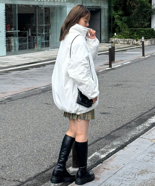 CIAOPANIC（チャオパニック）の「LEBEL7型中綿スタンドミリタリージャケット（ダウンジャケット/コート・レディース・ブラック/オフホワイト/チャコールグレー・LARGE/MEDIUM）」の7枚目の写真