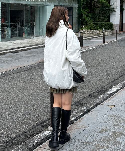 CIAOPANIC（チャオパニック）の「LEBEL7型中綿スタンドミリタリージャケット（ダウンジャケット/コート・レディース・ブラック/オフホワイト/チャコールグレー・LARGE/MEDIUM）」の8枚目の写真