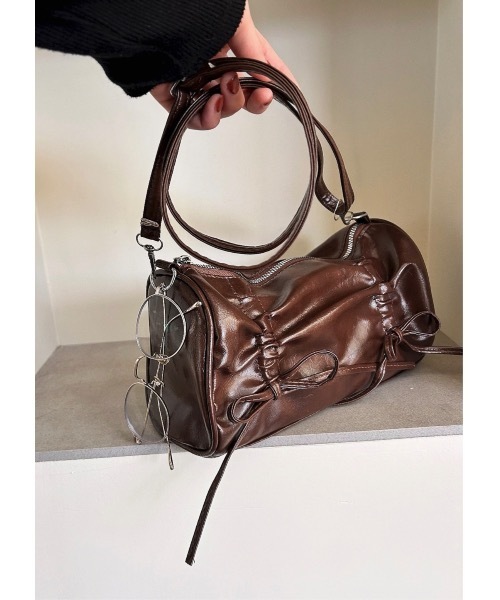 SALTMINT（ソルトミント）の「リボンギャザーショルダーバッグ（ショルダーバッグ・レディース・シルバー/ブラウン/ブラック・ONE SIZE）」の4枚目の写真