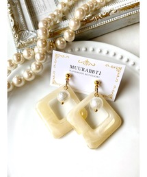 tone（トーン）の「【MUURABBTI】マーブルスクエアの秋色ピアス(MA)（ピアス（両耳用）・レディース）」