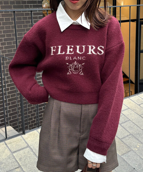 購入意思のないいいねいりません❌chico ロゴジャガードショートニット 注目ショップ 購入意思のないいいねいりません❌chico ロゴ