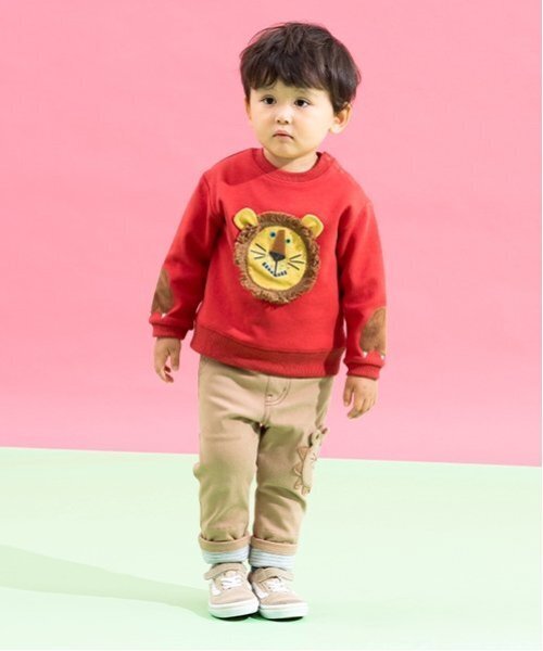 kladskap(クレードスコープ)の「ライオンアップリケトレーナー(スウェット・キッズ・ライトベージュ/レッド・80cm/90cm/100cm/110cm)」の12枚目の写真