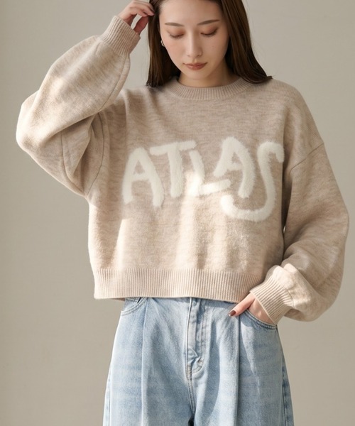 Per sist ence(パーシエンス)の「アルパカタッチ×フェザーロゴニットショートプルオーバー(ニット/セーター・レディース・ネイビー/ブラック/チャコールグレー/ベージュ・FREE)」の3枚目の写真