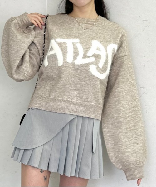 セール】アルパカタッチ×フェザーロゴニットショートプルオーバー