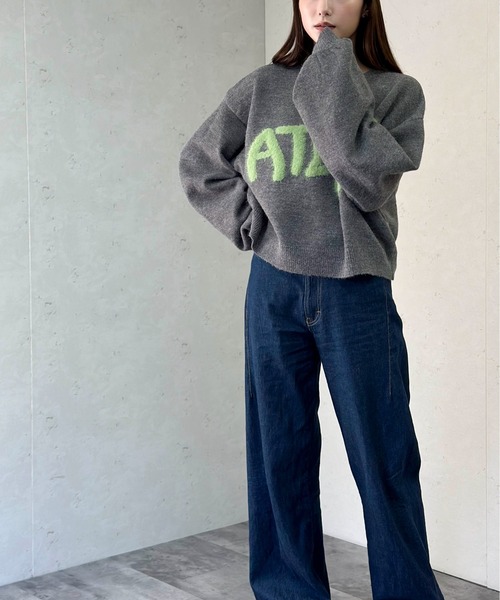 Per sist ence(パーシエンス)の「アルパカタッチ×フェザーロゴニットショートプルオーバー(ニット/セーター・レディース・ネイビー/ブラック/チャコールグレー/ベージュ・FREE)」の8枚目の写真