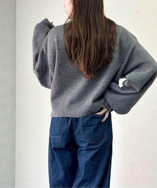 Per sist ence(パーシエンス)の「アルパカタッチ×フェザーロゴニットショートプルオーバー(ニット/セーター・レディース・ネイビー/ブラック/チャコールグレー/ベージュ・FREE)」の19枚目の写真