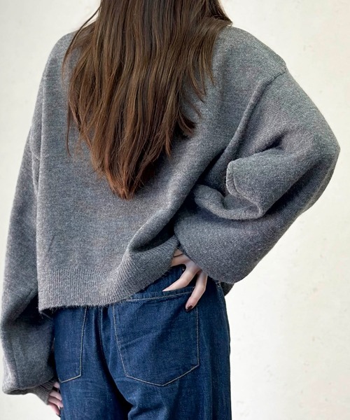 Per sist ence(パーシエンス)の「アルパカタッチ×フェザーロゴニットショートプルオーバー(ニット/セーター・レディース・ネイビー/ブラック/チャコールグレー/ベージュ・FREE)」の20枚目の写真