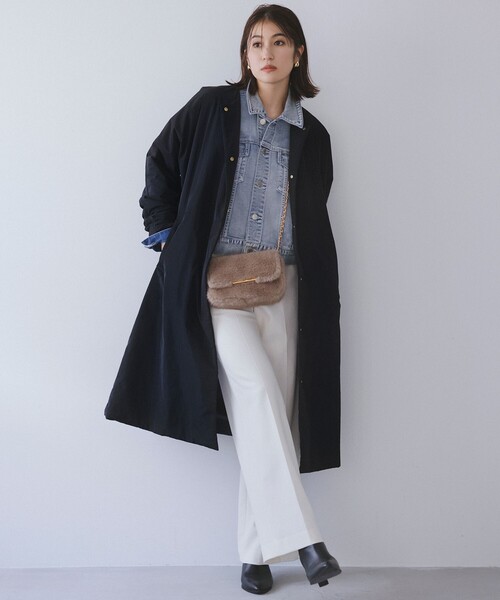 23区 S（ニジュウサンクチイサイサイズ）の「【撥水加工】中綿 パデット ドルマンコート（ダウンジャケット/コート・レディース・ベージュ系/ブラック系・34/30/32）」の4枚目の写真