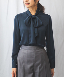 NARACAMICIE】カットジャガードリボン付きジョーゼット長袖