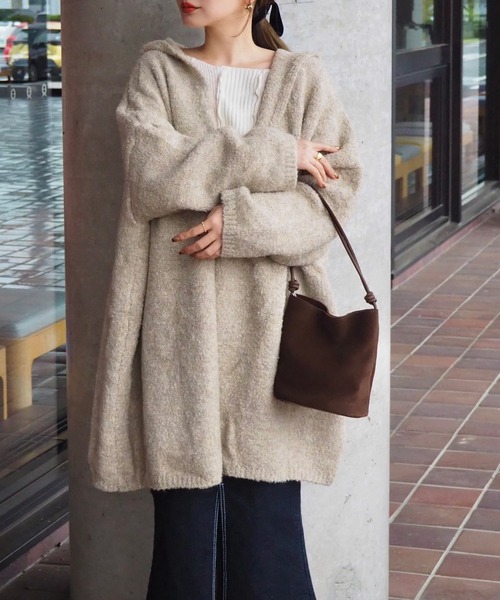 LAULEN(ローレン)の「hooded knit over cardigan /フーデットロング ニットオーバーカーディガン(カーディガン/ボレロ・レディース・ベージュ/ブラウン・FREE)」の17枚目の写真