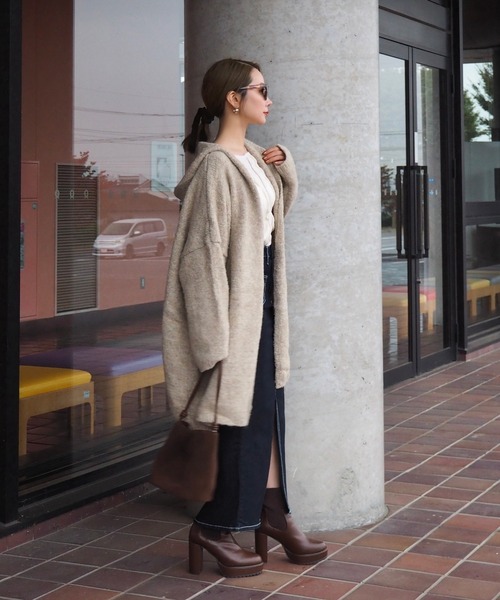 LAULEN(ローレン)の「hooded knit over cardigan /フーデットロング ニットオーバーカーディガン(カーディガン/ボレロ・レディース・ベージュ/ブラウン・FREE)」の13枚目の写真