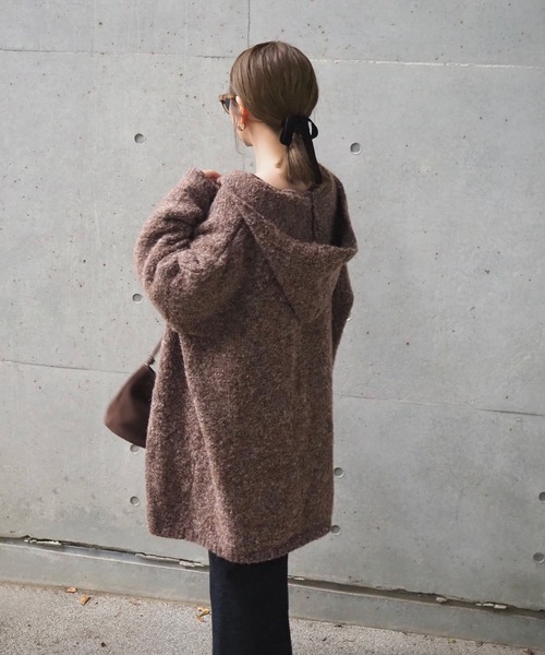 LAULEN(ローレン)の「hooded knit over cardigan /フーデットロング ニットオーバーカーディガン(カーディガン/ボレロ・レディース・ベージュ/ブラウン・FREE)」の9枚目の写真
