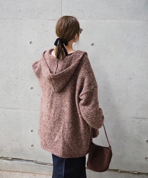 LAULEN(ローレン)の「hooded knit over cardigan /フーデットロング ニットオーバーカーディガン(カーディガン/ボレロ・レディース・ベージュ/ブラウン・FREE)」の7枚目の写真