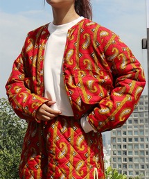 <moyan ecri>アフリカ生地使用 リバーシブルブルゾンAFRICA REVERSIBLE PADDED SHORT BLOUSON