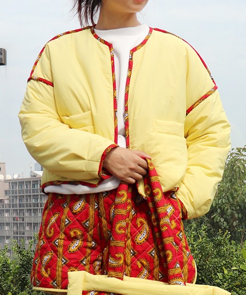 moyan ecri(モヤン エクリ)の「<moyan ecri>アフリカ生地使用 リバーシブルブルゾンAFRICA REVERSIBLE PADDED SHORT BLOUSON(ブルゾン・レディース・ブラウン系その他/ブラック系その他/レッド系その他・FREE)」の22枚目の写真