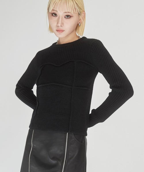 ENVYM(アンビー)の「ビスチェ デザイン リブニット(ニット/セーター・レディース・ブラック/グレー/アイボリー・FREE)」の1枚目の写真