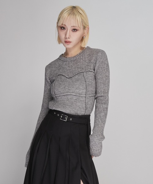 ENVYM(アンビー)の「ビスチェ デザイン リブニット(ニット/セーター・レディース・ブラック/グレー/アイボリー・FREE)」の17枚目の写真