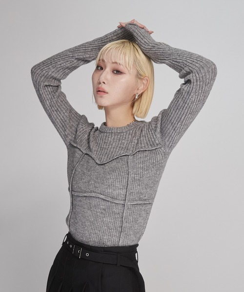 ENVYM(アンビー)の「ビスチェ デザイン リブニット(ニット/セーター・レディース・ブラック/グレー/アイボリー・FREE)」の7枚目の写真