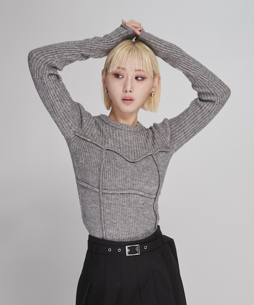 ENVYM(アンビー)の「ビスチェ デザイン リブニット(ニット/セーター・レディース・ブラック/グレー/アイボリー・FREE)」の8枚目の写真