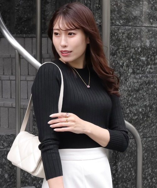 blackdia ocean(ブラックダイヤオーシャン)の「blackdia ocean ピットストライプセーター(ニット/セーター・レディース・ホワイト/ブラック・FREE)」の14枚目の写真