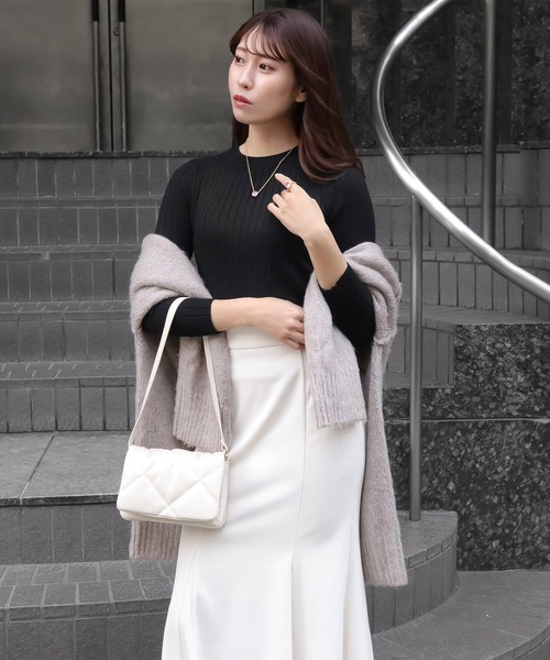 blackdia ocean(ブラックダイヤオーシャン)の「blackdia ocean ピットストライプセーター(ニット/セーター・レディース・ホワイト/ブラック・FREE)」の16枚目の写真