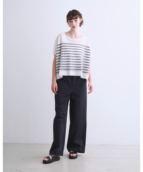 Traditional Weatherwear（トラディショナルウェザーウェア）の「LYNE KINT N/S SHEER（ニット/セーター・レディース・ホワイト×ブラック/ホワイト×ブルー/ホワイト×グレー/ホワイト・S）」の8枚目の写真