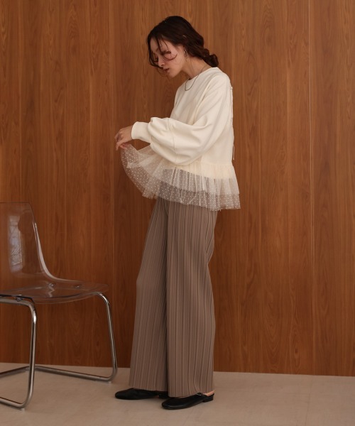 Bab(バブ)の「チュールキャミセット裏毛トップス(Tシャツ/カットソー・レディース・ベージュ/アイボリー/チャコールグレー・FREE)」の7枚目の写真