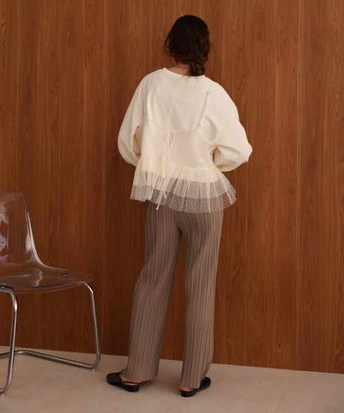 Bab(バブ)の「チュールキャミセット裏毛トップス(Tシャツ/カットソー・レディース・ベージュ/アイボリー/チャコールグレー・FREE)」の9枚目の写真