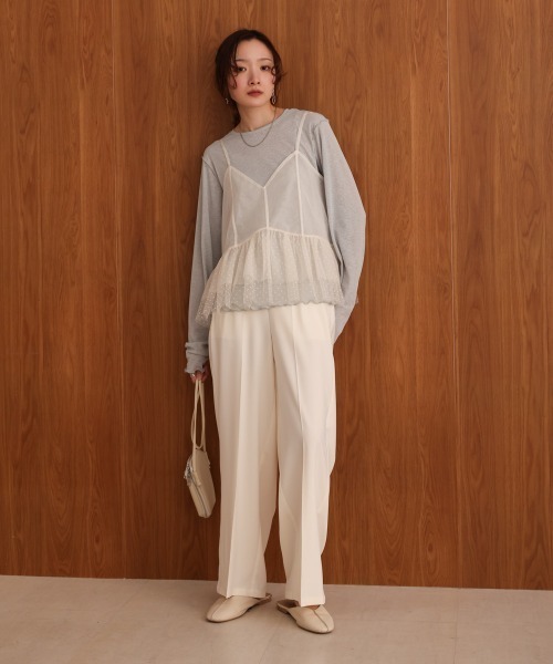 Bab(バブ)の「チュールキャミセット裏毛トップス(Tシャツ/カットソー・レディース・ベージュ/アイボリー/チャコールグレー・FREE)」の11枚目の写真