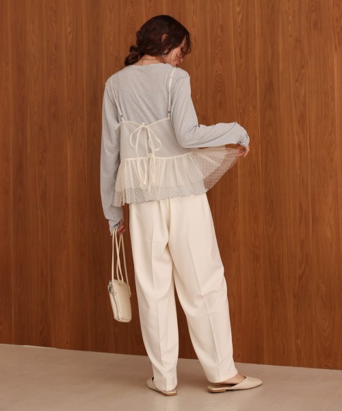 Bab(バブ)の「チュールキャミセット裏毛トップス(Tシャツ/カットソー・レディース・ベージュ/アイボリー/チャコールグレー・FREE)」の12枚目の写真