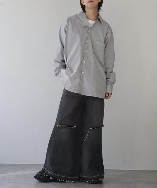 welise（ウェライズ）の「【welise/ウェライズ】KAKECHIGAI- アシンメトリーシャツ（シャツ/ブラウス・メンズ・ホワイト/ブラック/ブラック系その他・M/L）」の21枚目の写真