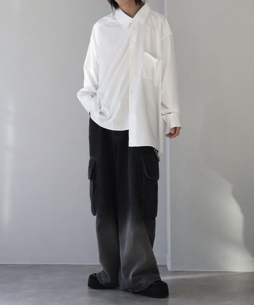 welise（ウェライズ）の「【welise/ウェライズ】KAKECHIGAI- アシンメトリーシャツ（シャツ/ブラウス・メンズ・ホワイト/ブラック/ブラック系その他・M/L）」の8枚目の写真