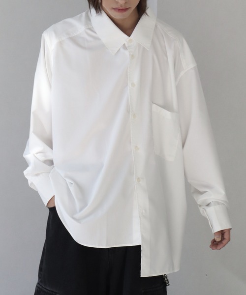 welise（ウェライズ）の「【welise/ウェライズ】KAKECHIGAI- アシンメトリーシャツ（シャツ/ブラウス・メンズ・ホワイト/ブラック/ブラック系その他・M/L）」の7枚目の写真