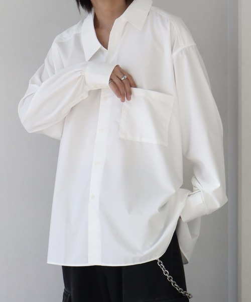 welise（ウェライズ）の「【welise/ウェライズ】KAKECHIGAI- アシンメトリーシャツ（シャツ/ブラウス・メンズ・ホワイト/ブラック/ブラック系その他・M/L）」の4枚目の写真