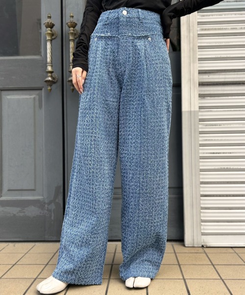 rectangle(レクタングル)の「クラッシュデニム切り替えタックパンツ(デニムパンツ・レディース・ブラック/ブルー・SMALL/MEDIUM)」の8枚目の写真
