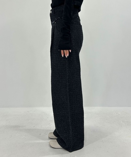 rectangle(レクタングル)の「クラッシュデニム切り替えタックパンツ(デニムパンツ・レディース・ブラック/ブルー・SMALL/MEDIUM)」の11枚目の写真