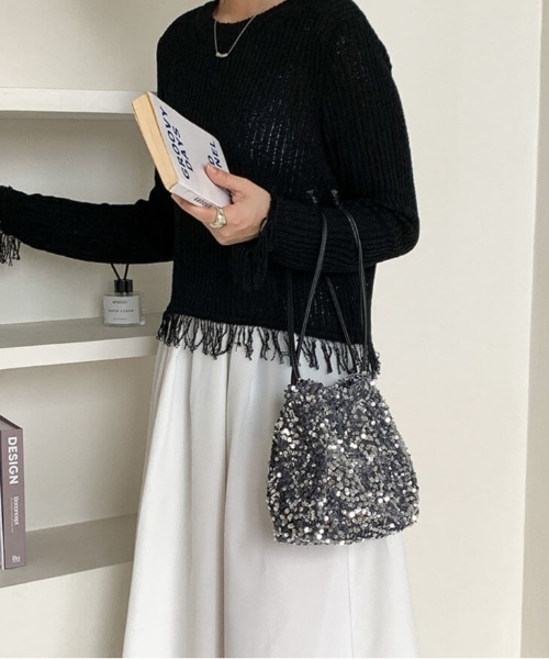 L LABEL（エルラベル）の「スパンコール巾着ショルダーバッグ（ショルダーバッグ・レディース・ブラック/マルチ/シルバー・FREE）」の9枚目の写真