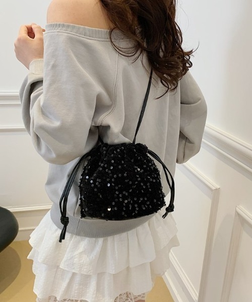 L LABEL（エルラベル）の「スパンコール巾着ショルダーバッグ（ショルダーバッグ・レディース・ブラック/マルチ/シルバー・FREE）」の16枚目の写真