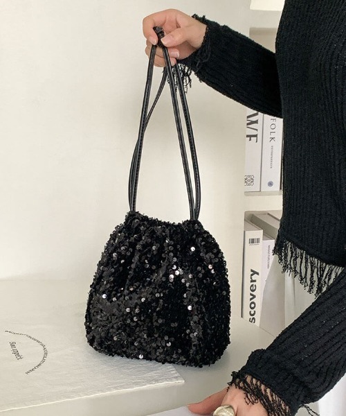 L LABEL（エルラベル）の「スパンコール巾着ショルダーバッグ（ショルダーバッグ・レディース・ブラック/マルチ/シルバー・FREE）」の21枚目の写真