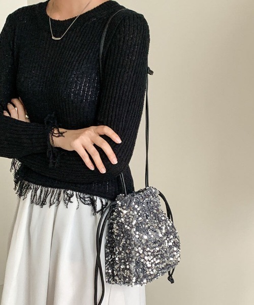 L LABEL（エルラベル）の「スパンコール巾着ショルダーバッグ（ショルダーバッグ・レディース・ブラック/マルチ/シルバー・FREE）」の5枚目の写真