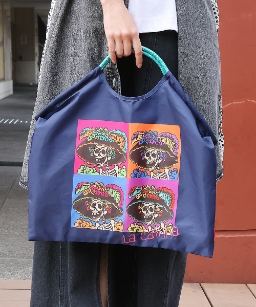 チチカカ(チチカカ)の「刺繍入りパラコードハンドルトート(トートバッグ・レディース・ブルーグリーン/ネイビー/オレンジ/ブラック・FREE)」の2枚目の写真