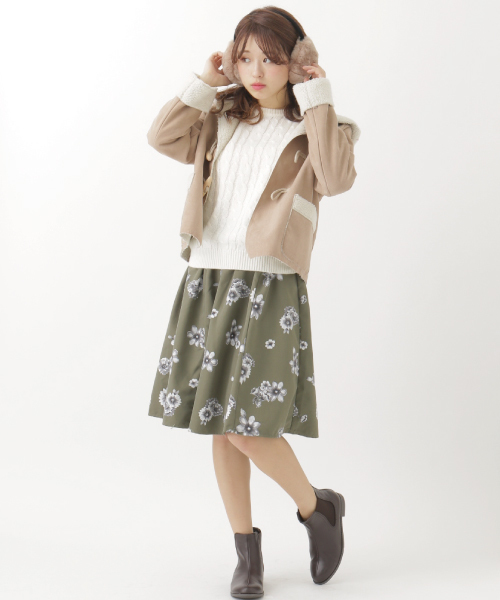 earth music&ecology(アースミュージックアンドエコロジー)の「花柄ミディフレアースカート(スカート・レディース・ネイビー/キャメル/カーキ・FREE)」の15枚目の写真